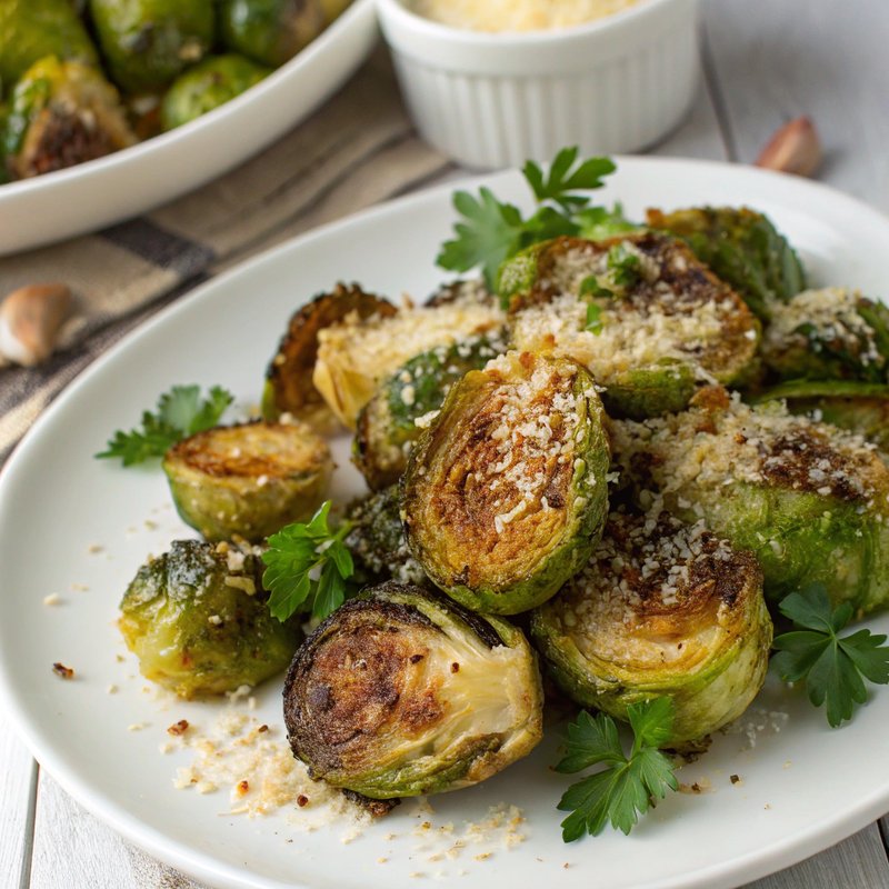 Roasted Brussels Sprouts with Garlic-Parmesan Crust