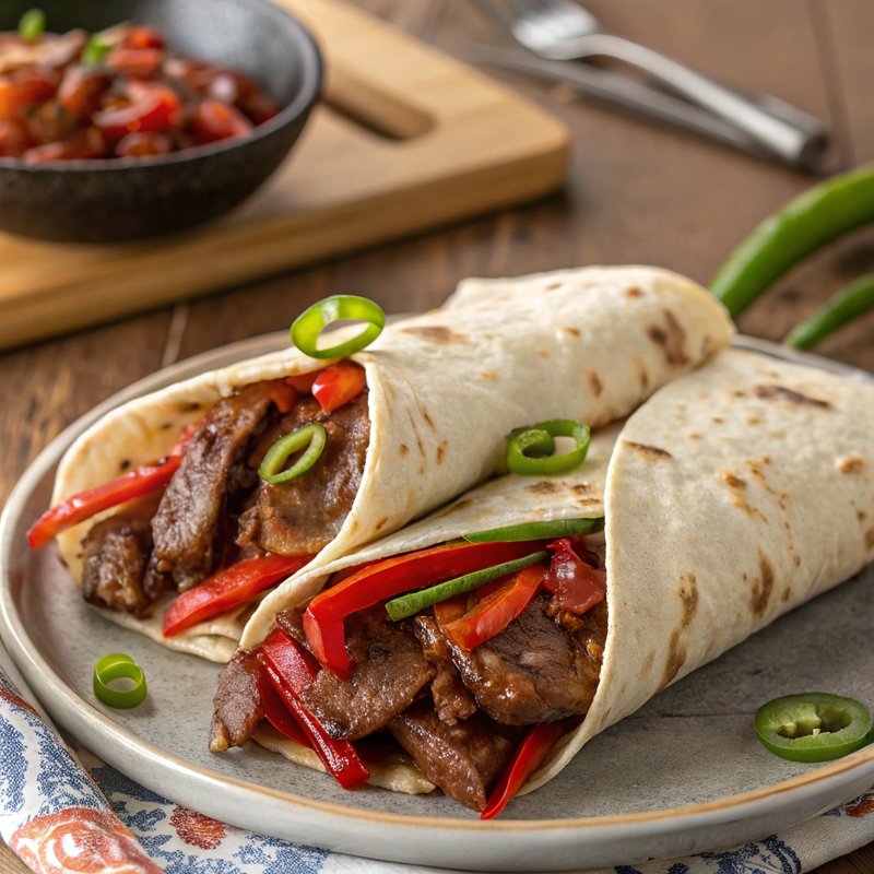 Savory Mongolian Beef Wraps