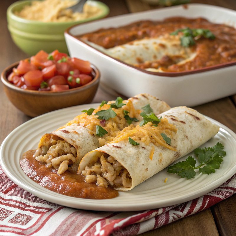 Pinto Bean and Chicken Enchiladas