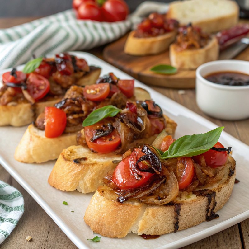Caramelized Onion and Tomato Bruschetta