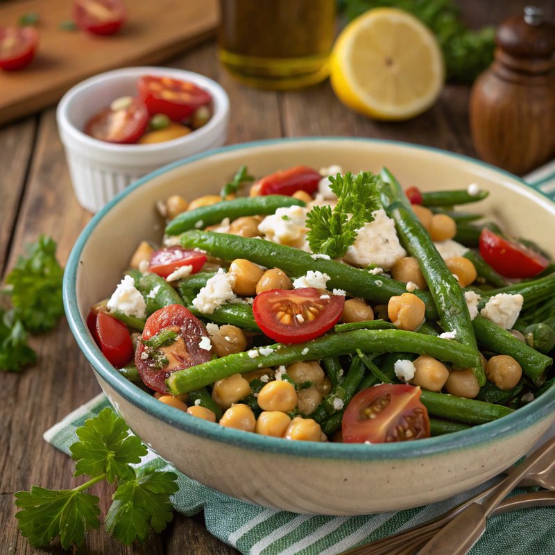Greek-Style Green Bean and Chickpea Salad