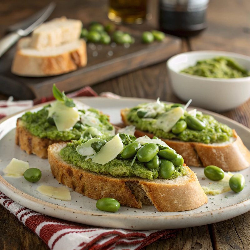 Fava Bean and Pesto Bruschetta