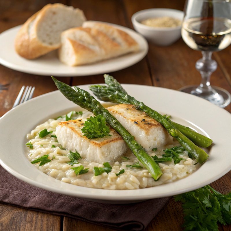 Halibut and Asparagus Risotto
