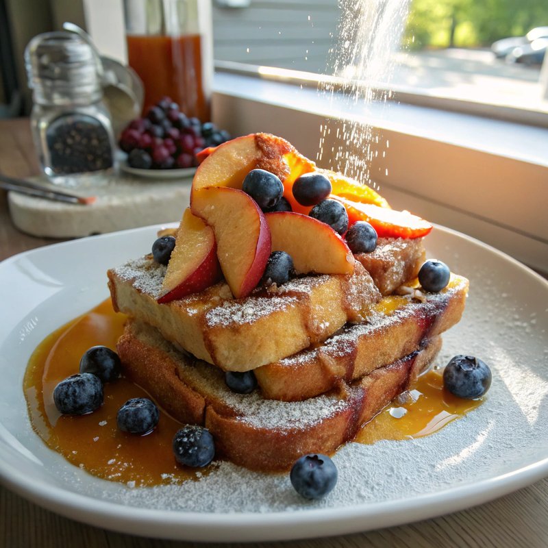 Peach and Blueberry French Toast