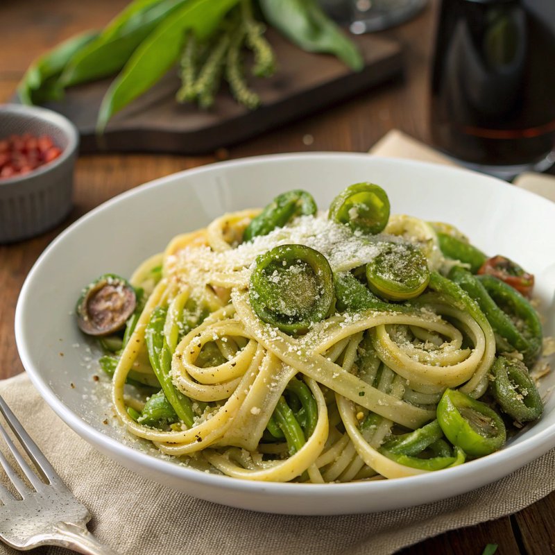 Enhanced Fiddlehead Fern Pasta