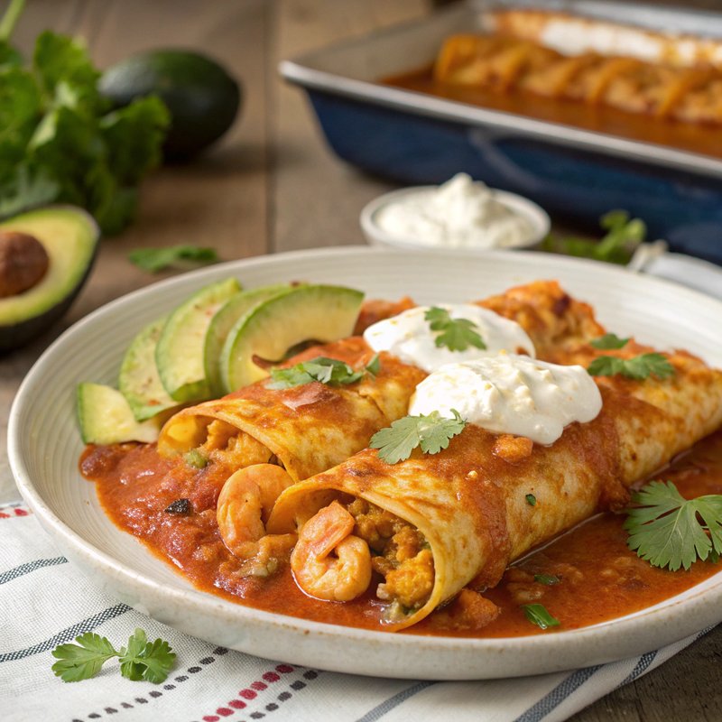 Enchiladas de Camaron Y Calabaza
