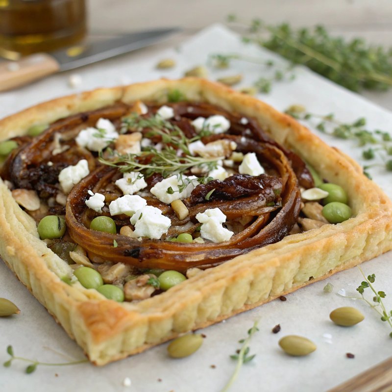 Fava Bean and Caramelized Onion Tart