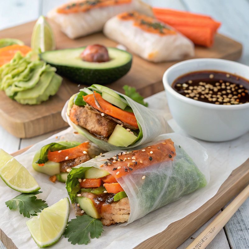 Teriyaki Salmon Rice Paper Wraps