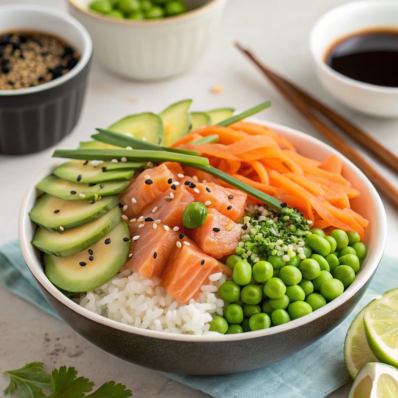 Enhanced Pea and Salmon Sushi Bowl