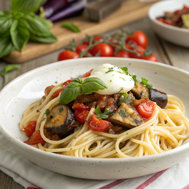 Linguine with Eggplant and Mozzarella