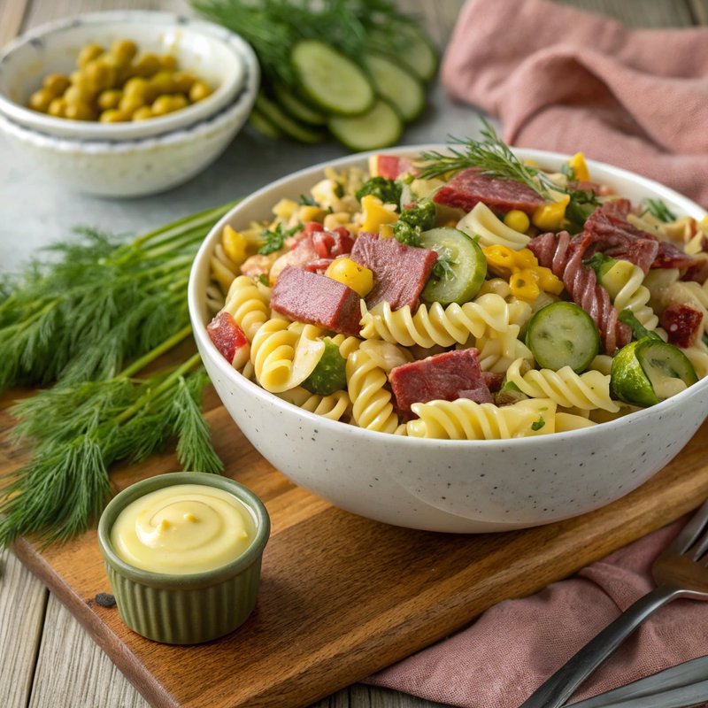 Pastrami and Pickle Pasta Salad