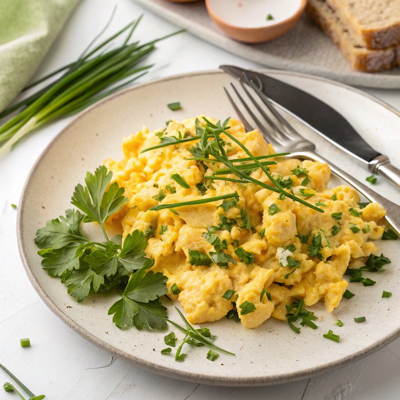 Herbed Scrambled Eggs with Cheddar