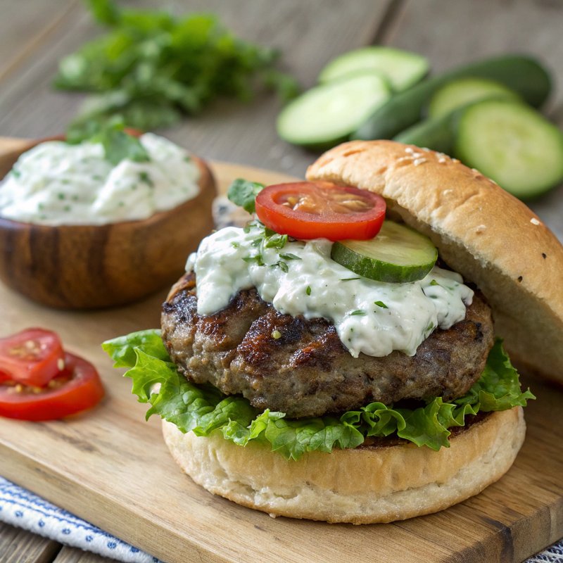 Greek Lamb Burger with Tzatziki Sauce