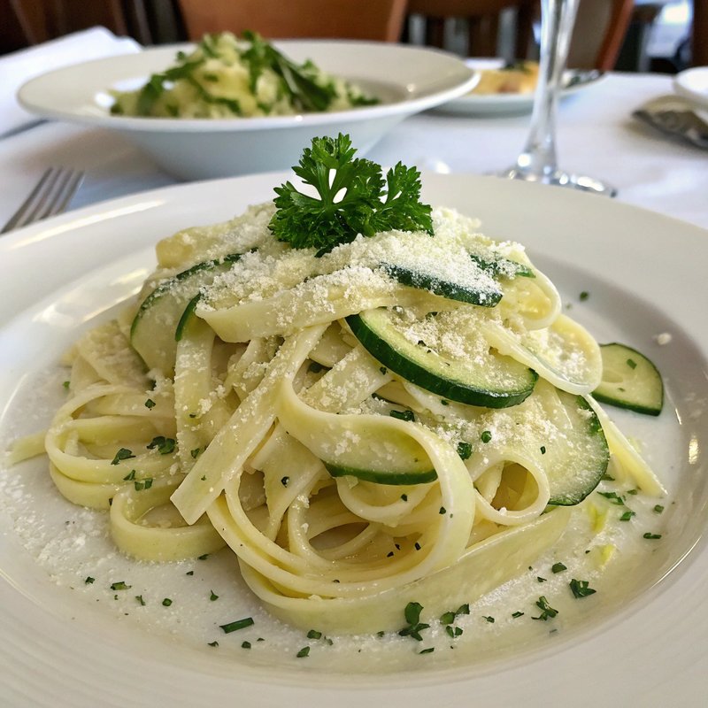 Zucchini and Garlic Fettuccine Alfredo