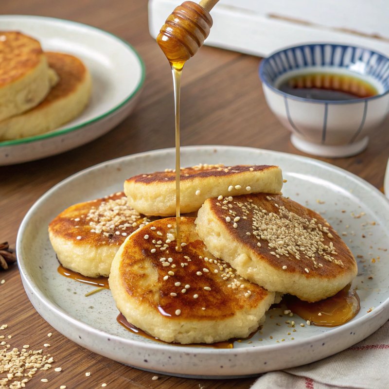 Yumil Gwa (Sweet Rice Pancakes with Honey Syrup)